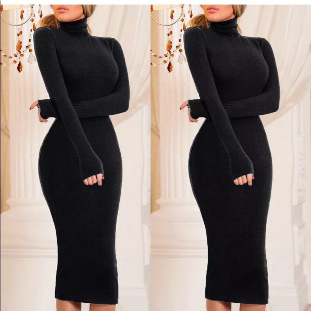 Turtle neck black dress